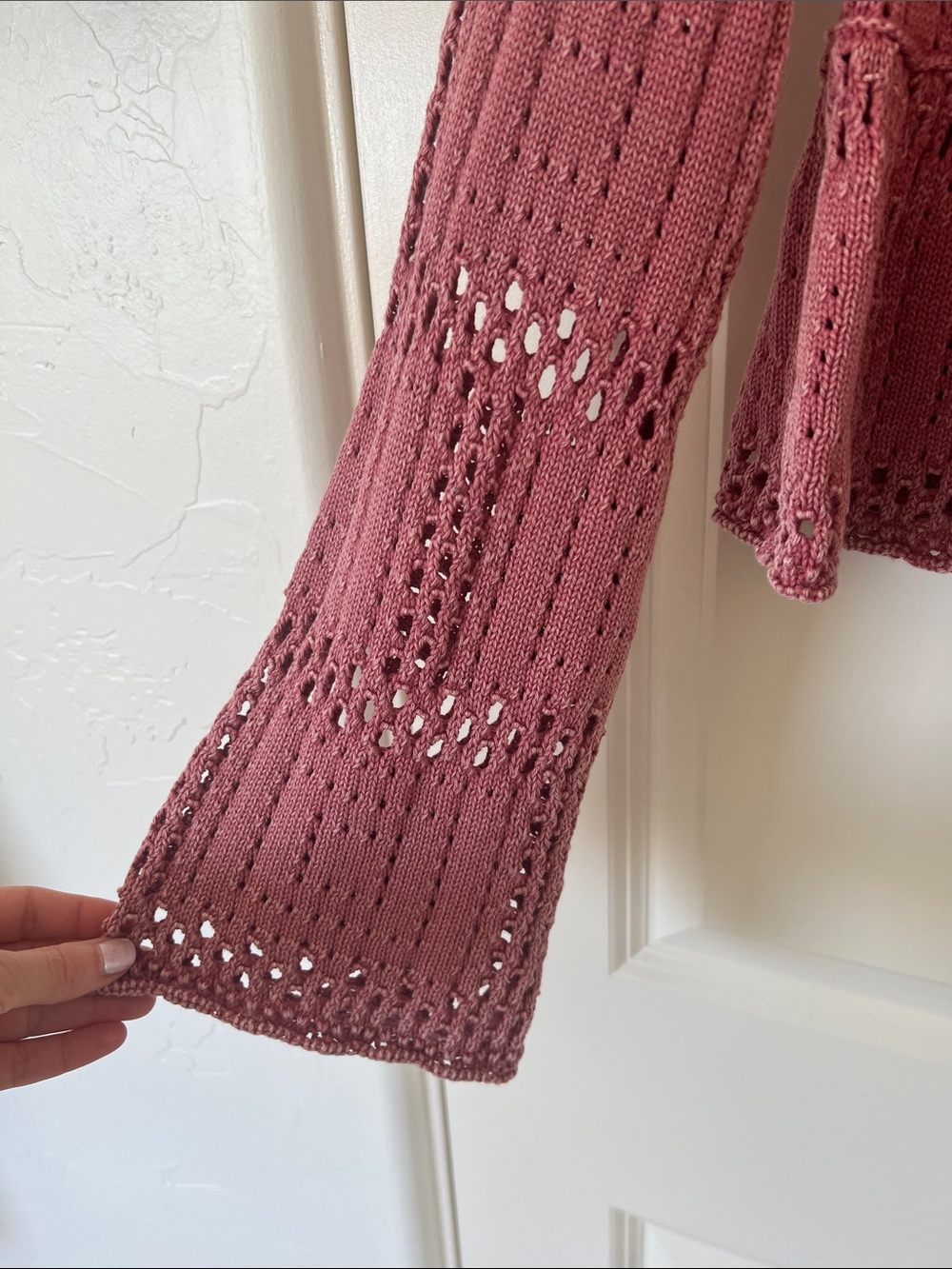 Lucky Brand Mauve Crochet Peplum Henley Long Sleeve Top - Picture 3 of 6